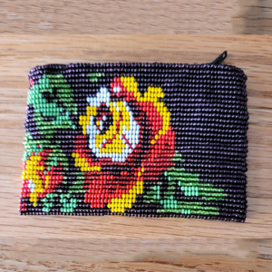 Beaded Coin Purses black with flower